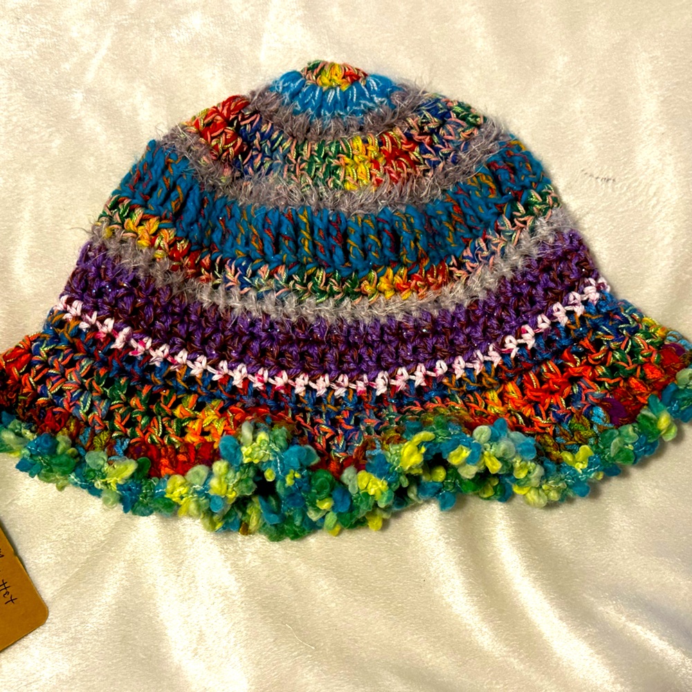 Handmade crochet scrappy bucket hat